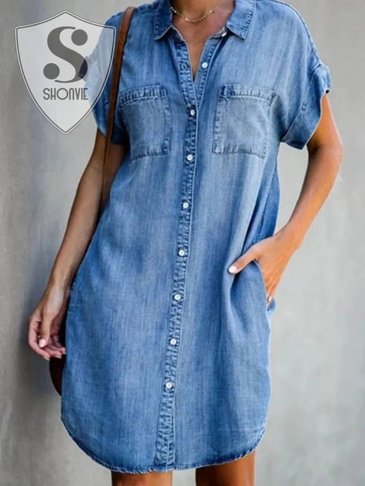 Camisa Mujer Denim Larga Comoda