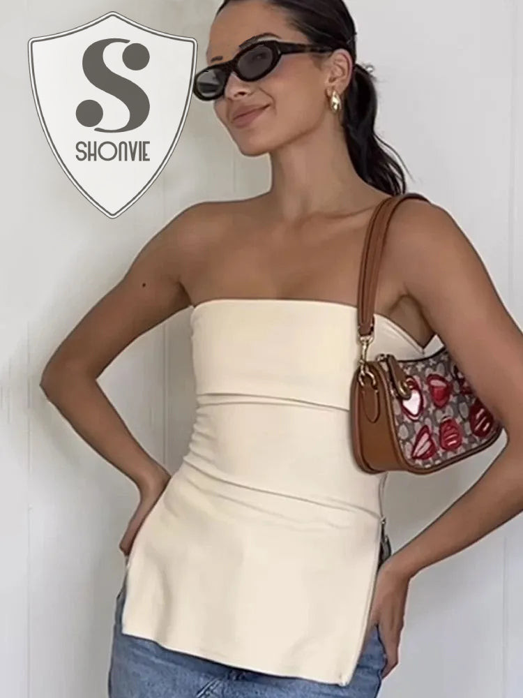Camiseta Mujer Strapless Top Verano