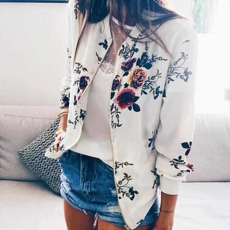 Women's Printed Casual Bomber Jacket