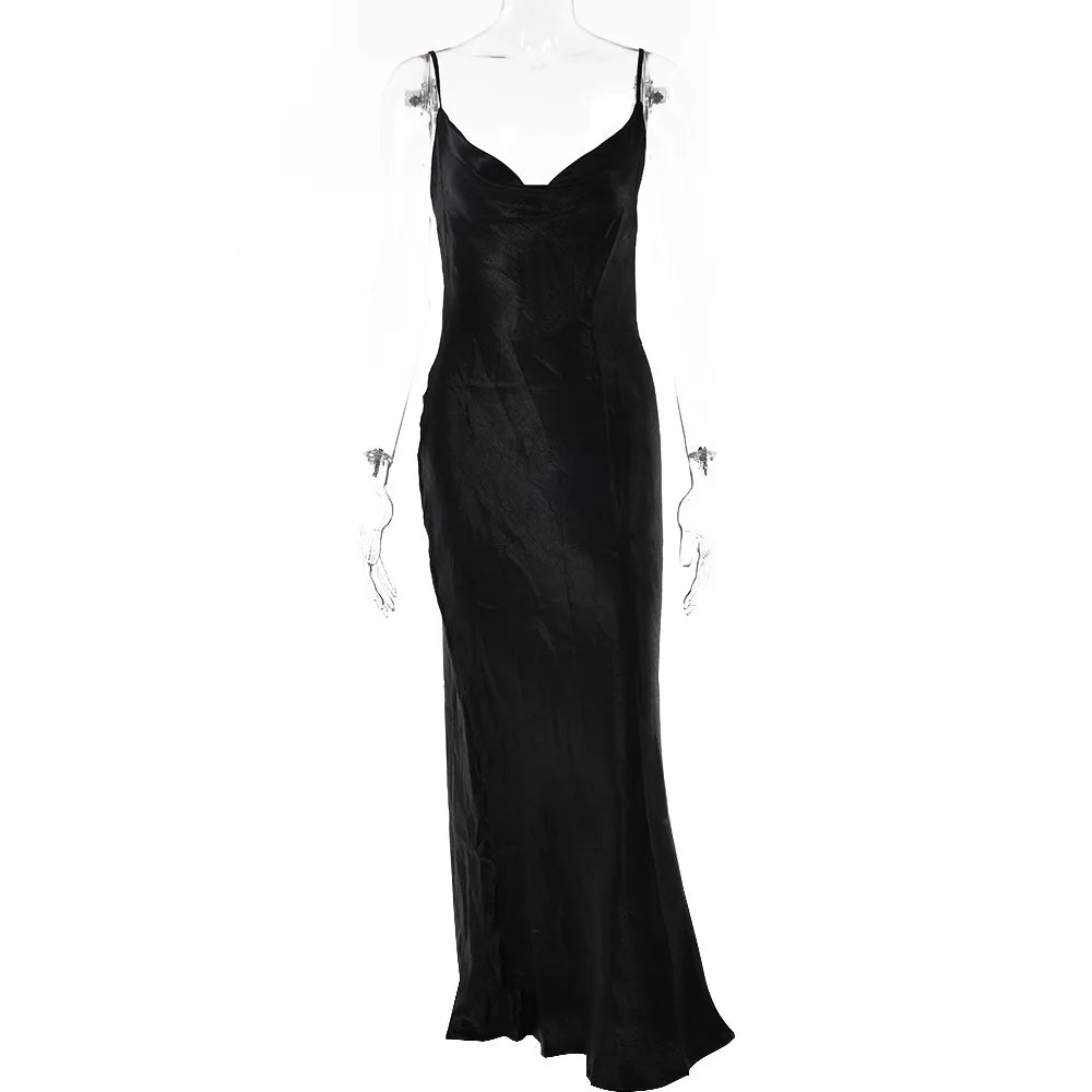 Vestido Mujer Noche Saten Largo