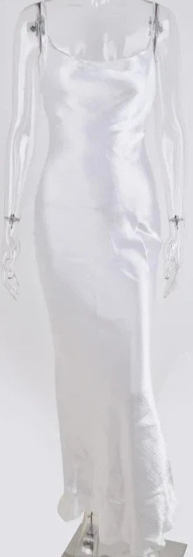 Vestido Mujer Noche Saten Largo
