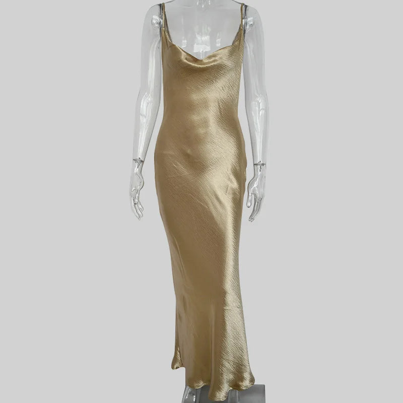 Vestido Mujer Noche Saten Largo