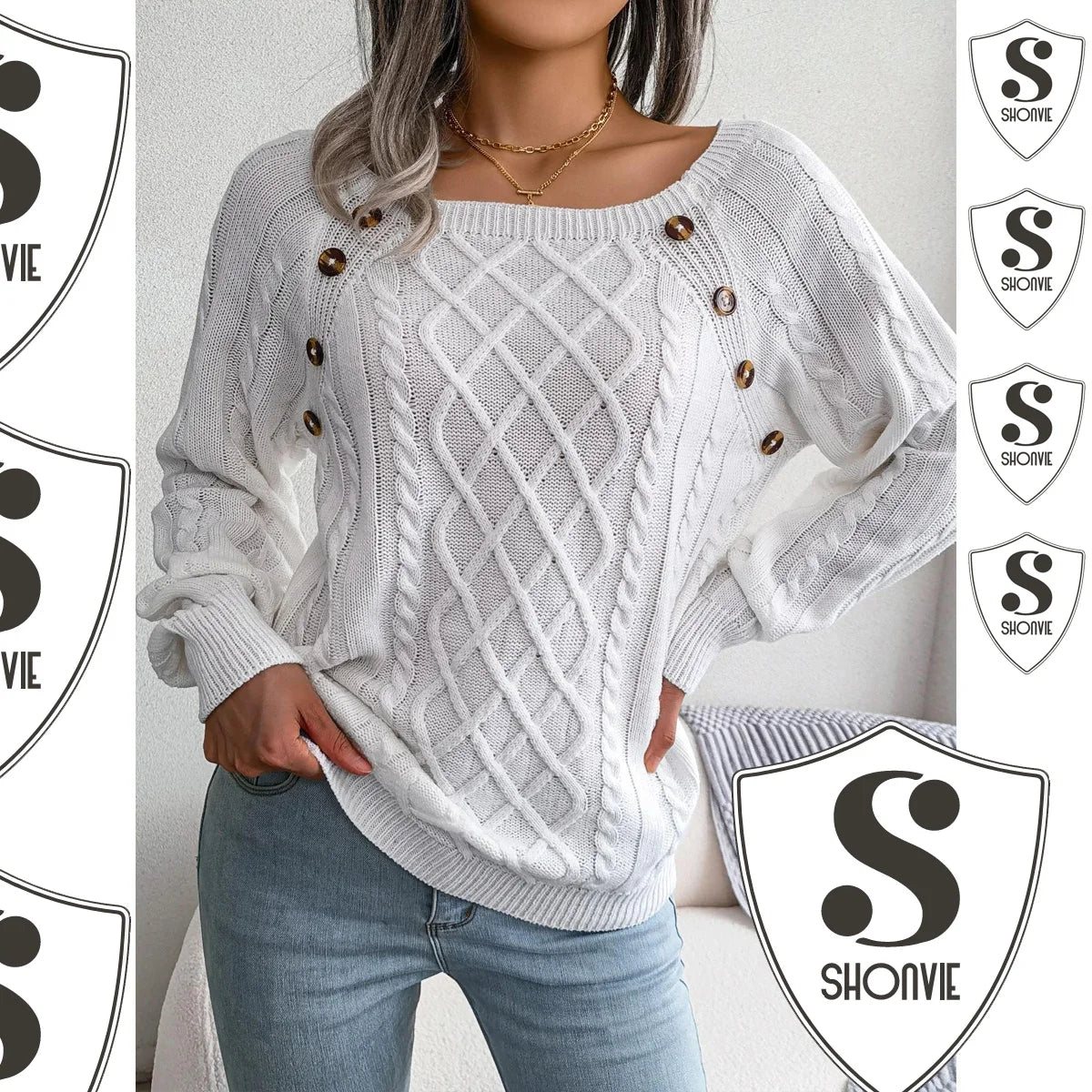 Jersey Mujer Fino Botones Fashion