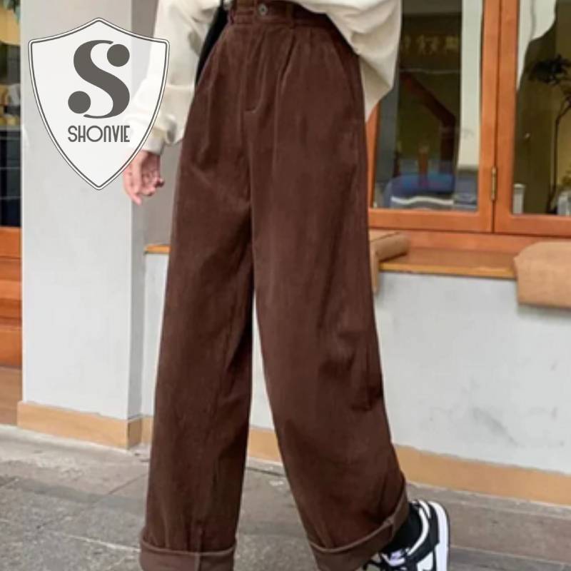 Women's High Waist Corduroy Pants