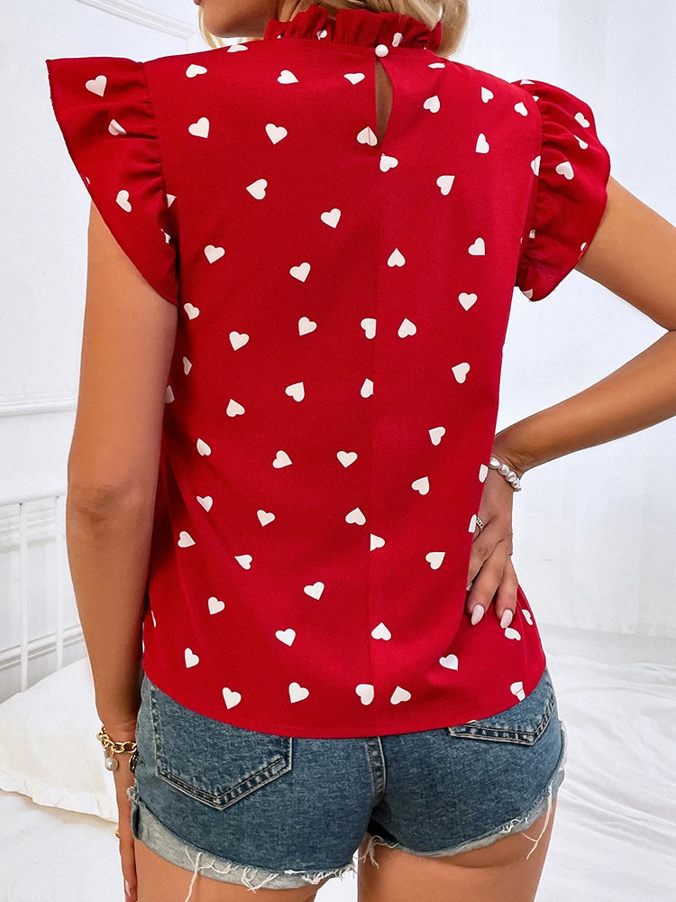 Blusa Manga Corta Fashion Casual Corazón