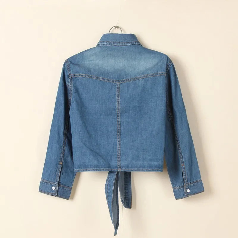 Camisa Mujer Denim Corta Sexy