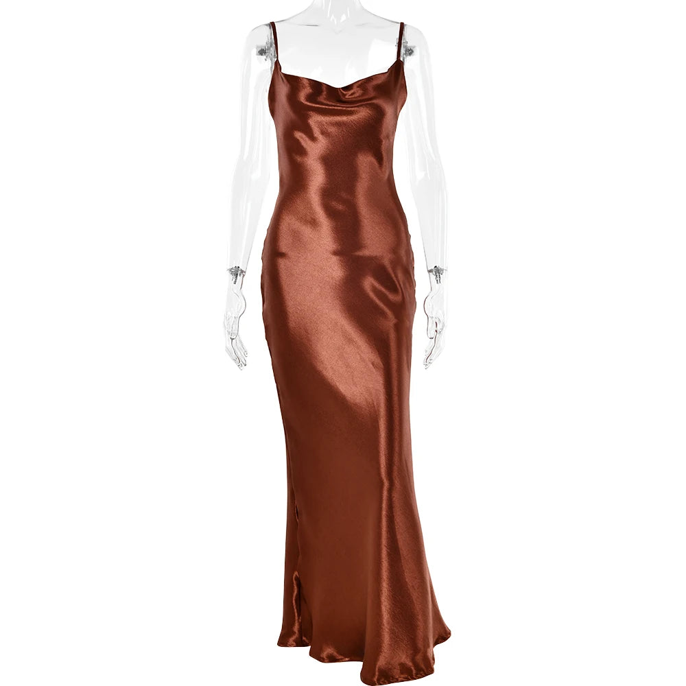 Vestido Mujer Noche Saten Largo