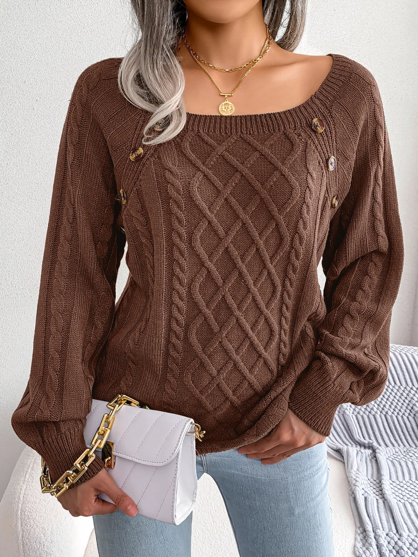 Jersey Mujer Fino Botones Fashion