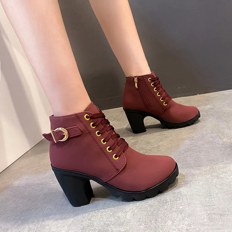 Botas Mujer Hebilla Taco Primavera