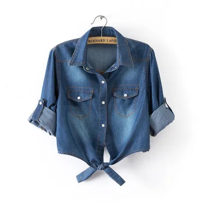 Camisa Mujer Denim Corta Sexy