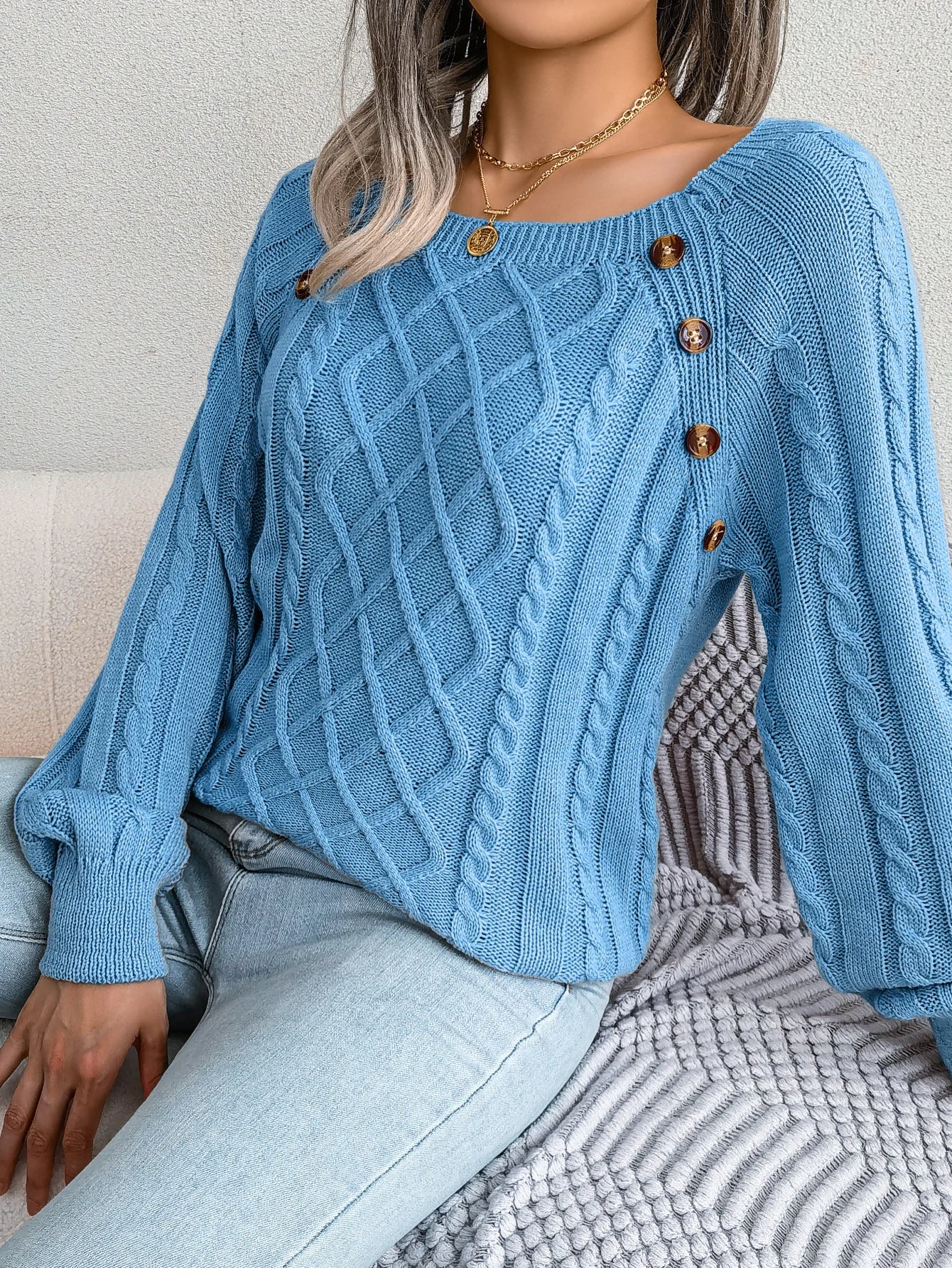 Jersey Mujer Fino Botones Fashion