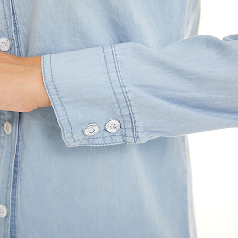 Camisa Mujer Denim Larga Slim