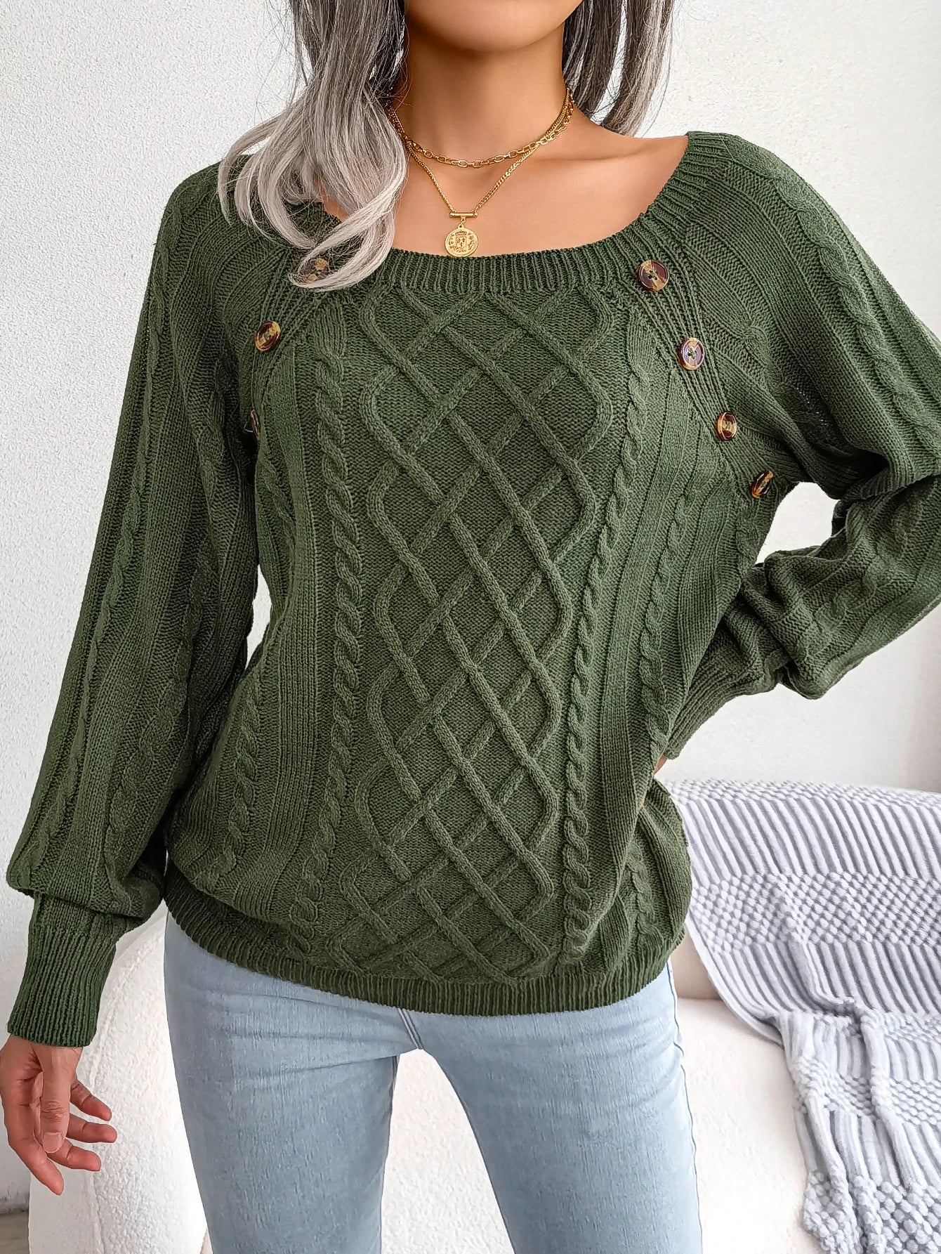 Jersey Mujer Fino Botones Fashion