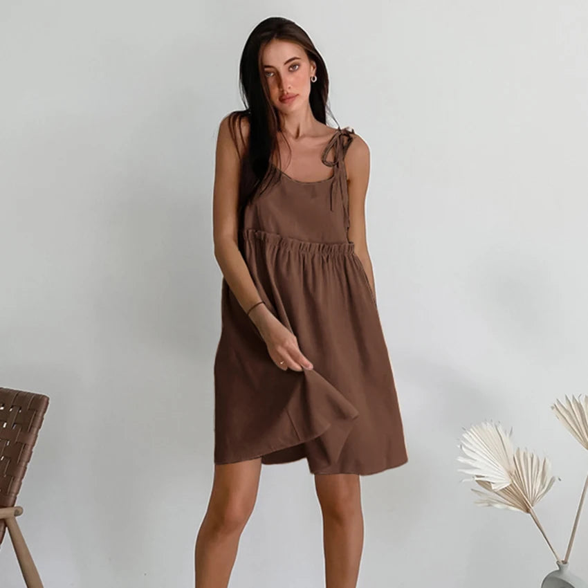 Vestido Mujer Corto Fino Fresco Playa