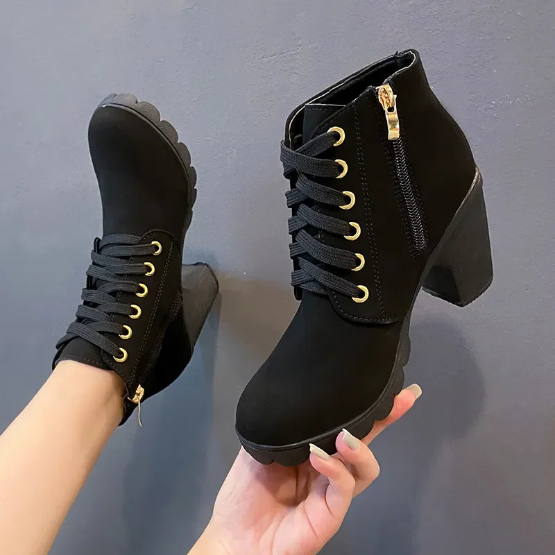 Botas Mujer Hebilla Taco Primavera