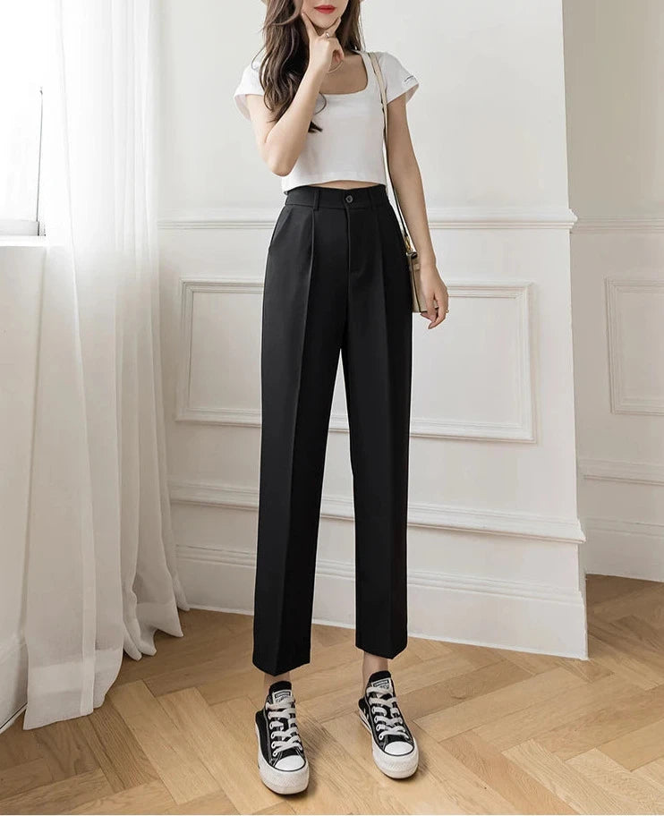 Women's Fashion Office Elastic Trousers