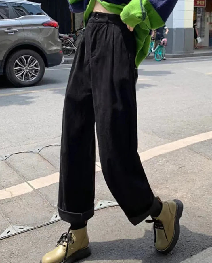 Women's High Waist Corduroy Pants