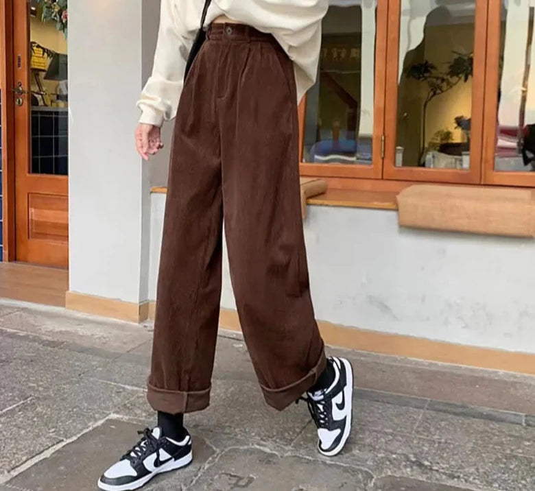 Women's High Waist Corduroy Pants