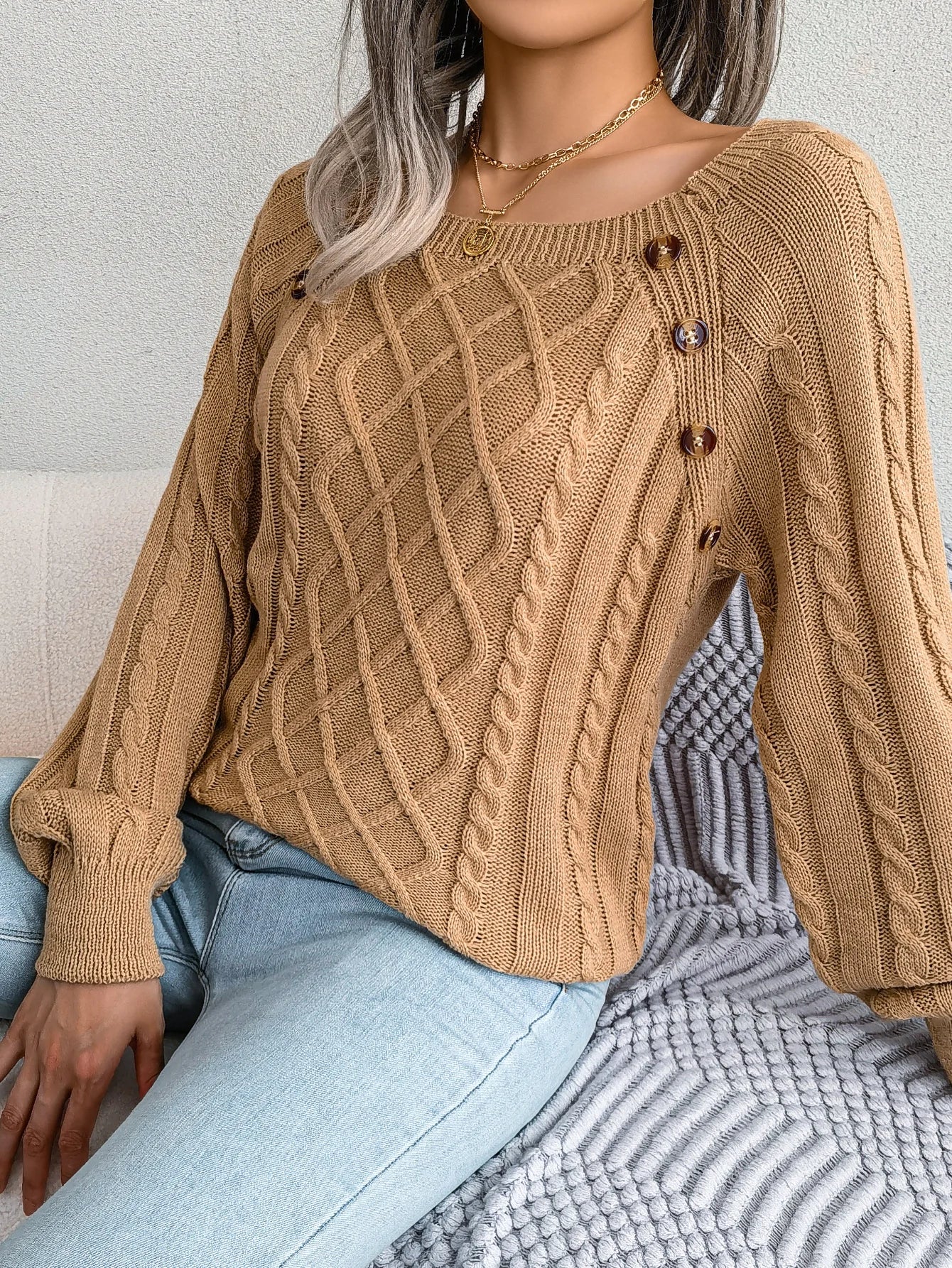 Jersey Mujer Fino Botones Fashion