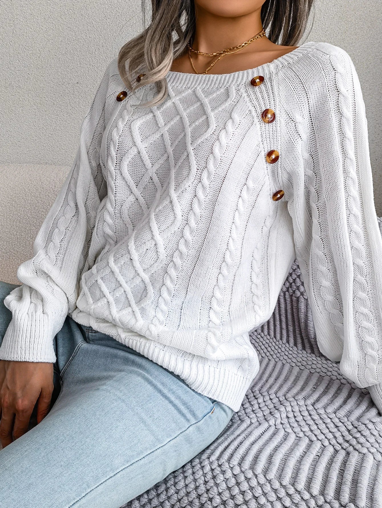 Jersey Mujer Fino Botones Fashion