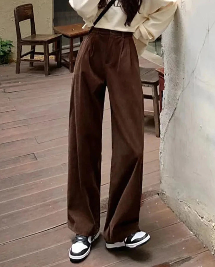 Women's High Waist Corduroy Pants