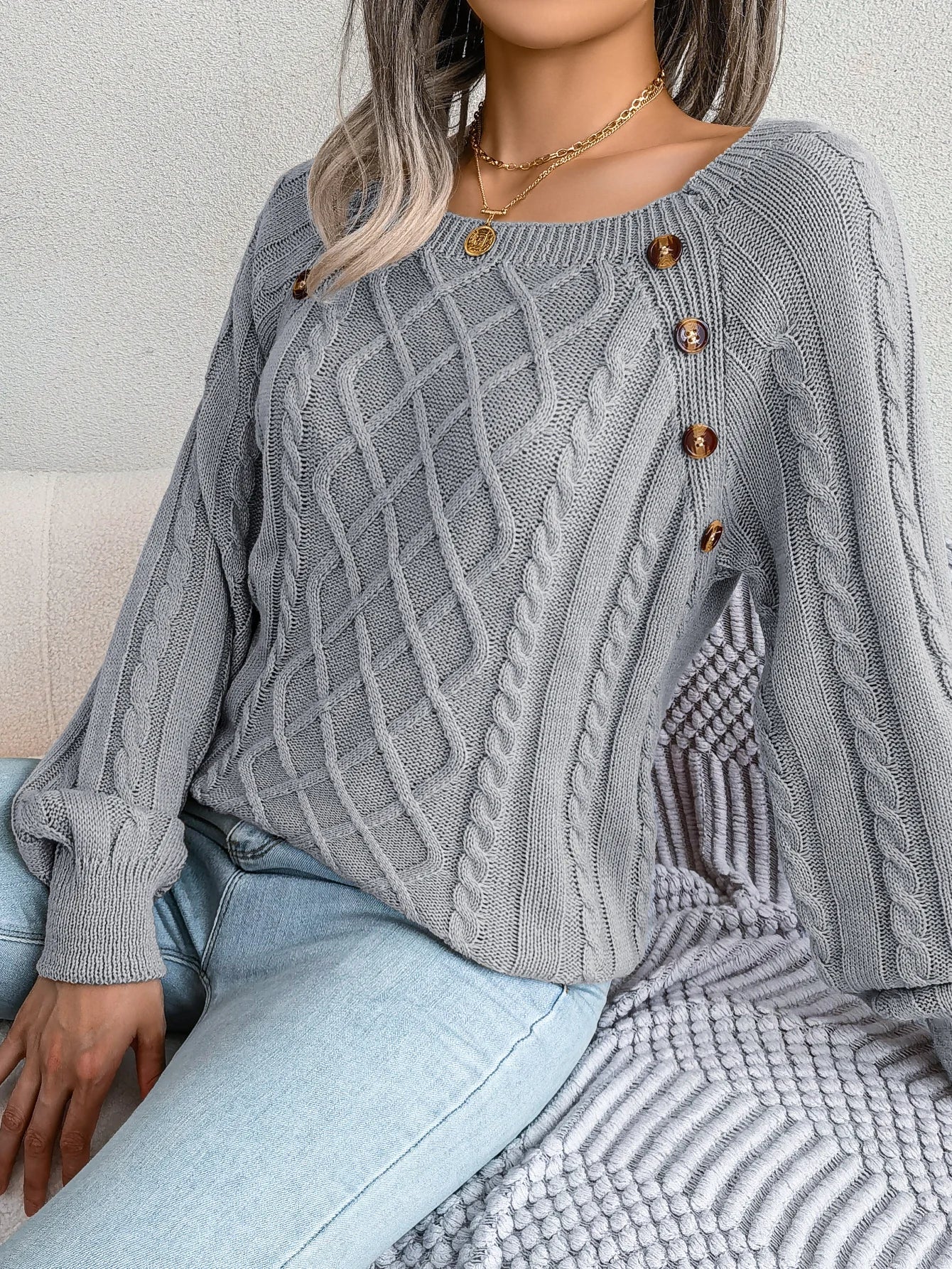 Jersey Mujer Fino Botones Fashion