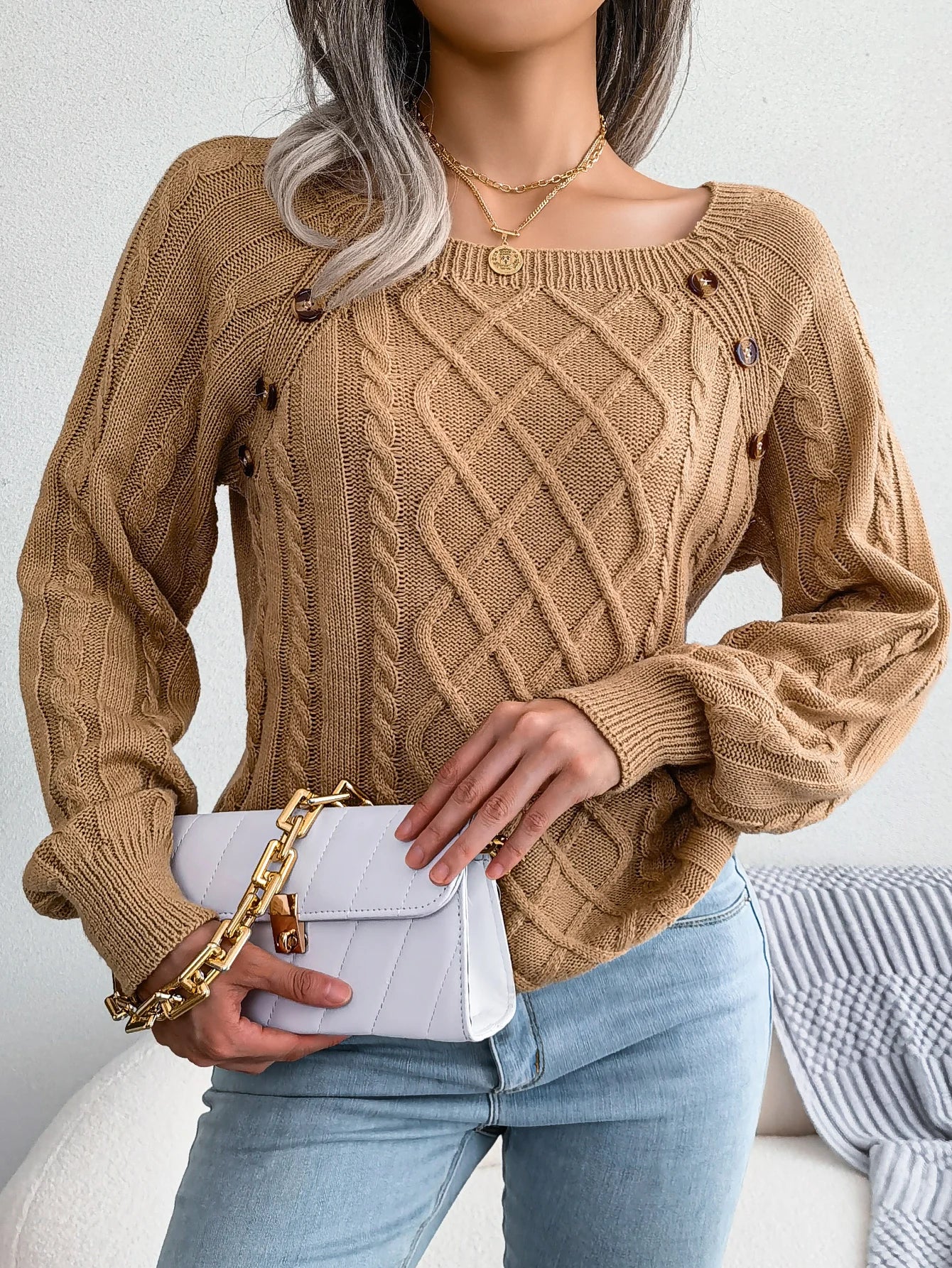 Jersey Mujer Fino Botones Fashion