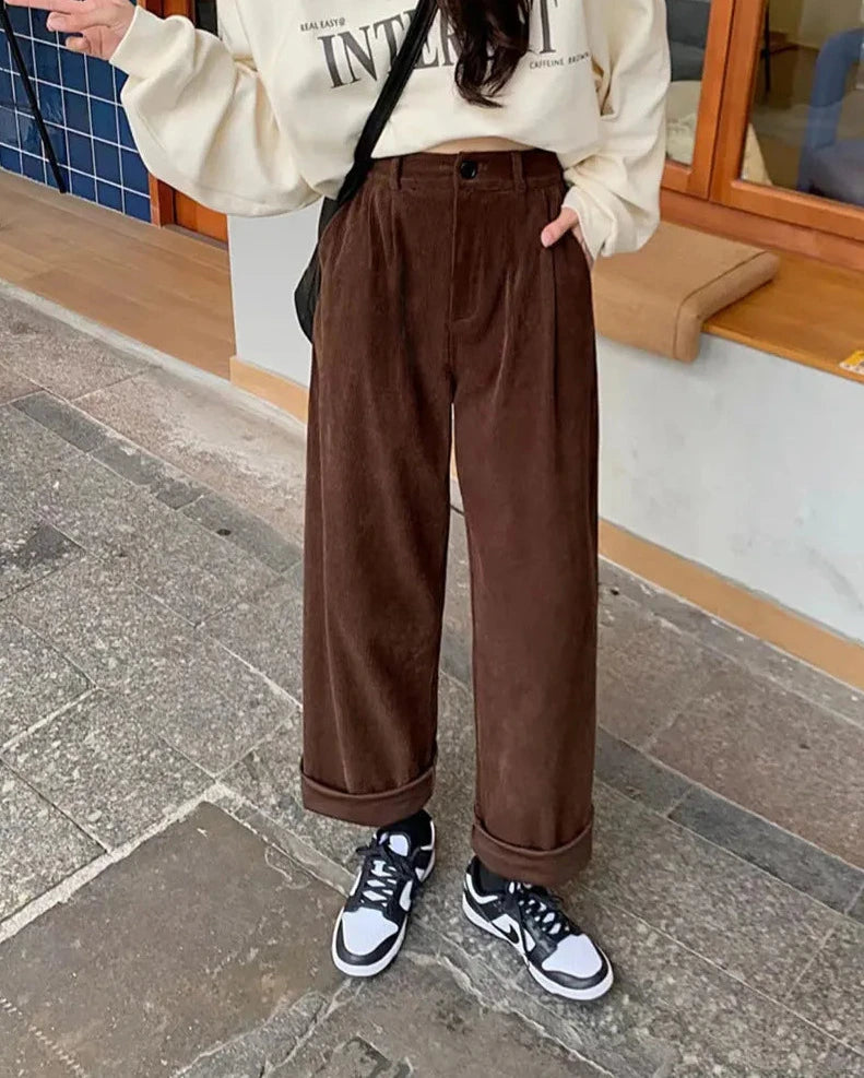 Women's High Waist Corduroy Pants