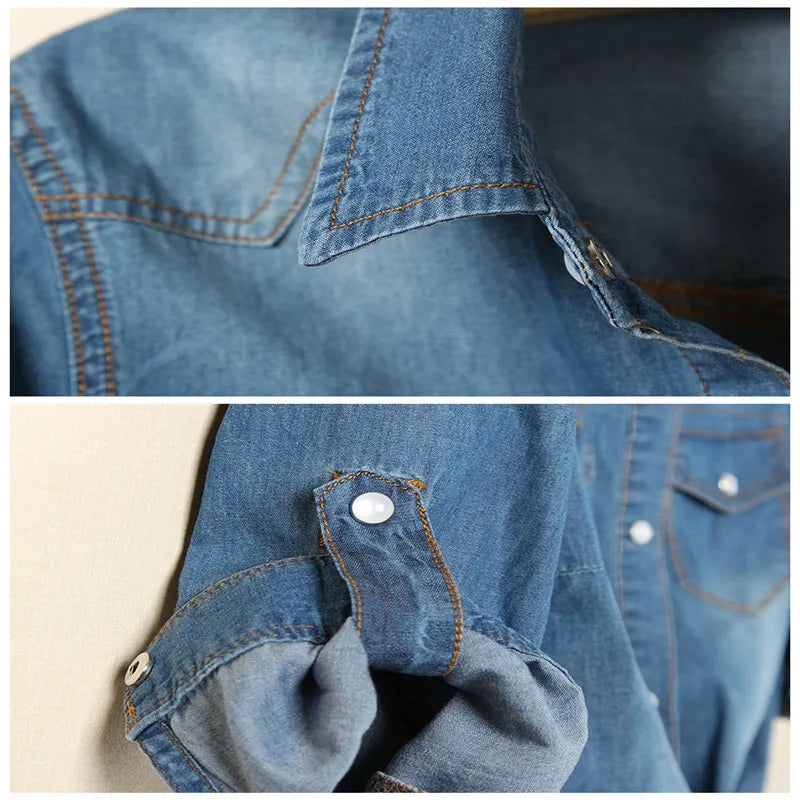 Camisa Mujer Denim Corta Sexy
