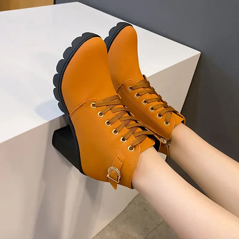 Botas Mujer Hebilla Taco Primavera