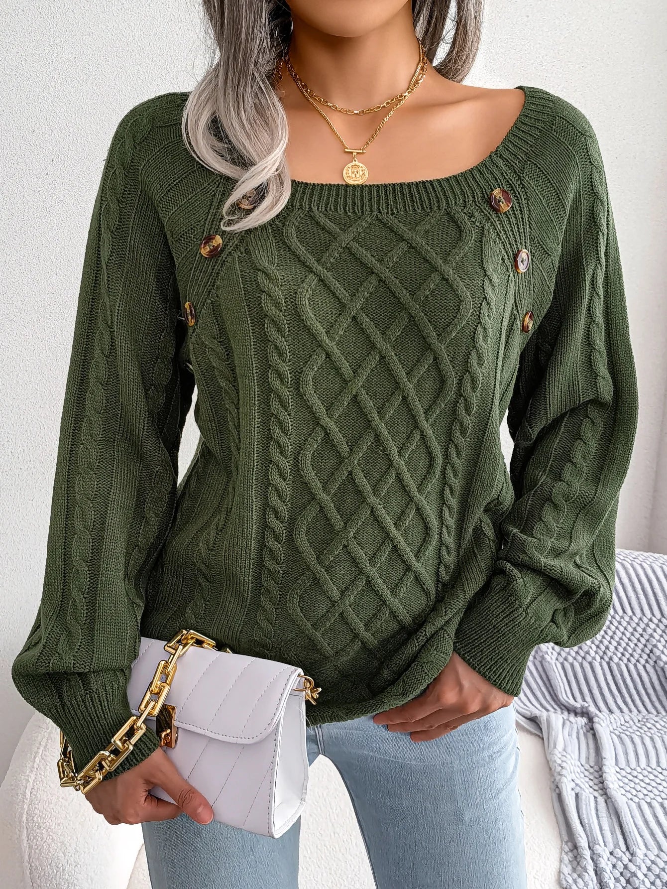 Jersey Mujer Fino Botones Fashion