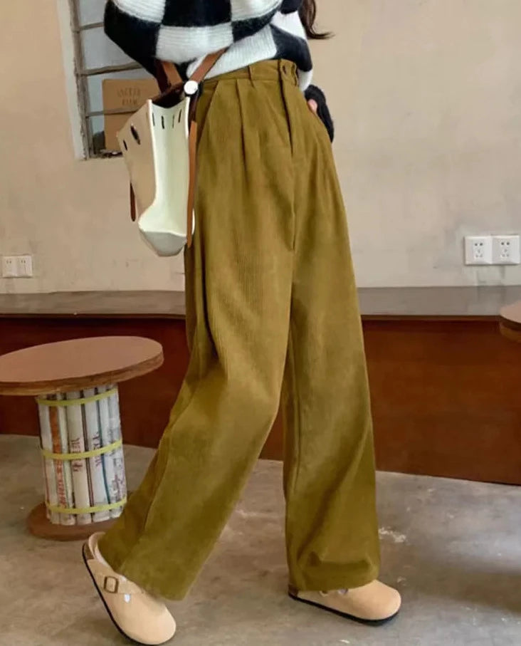 Women's High Waist Corduroy Pants