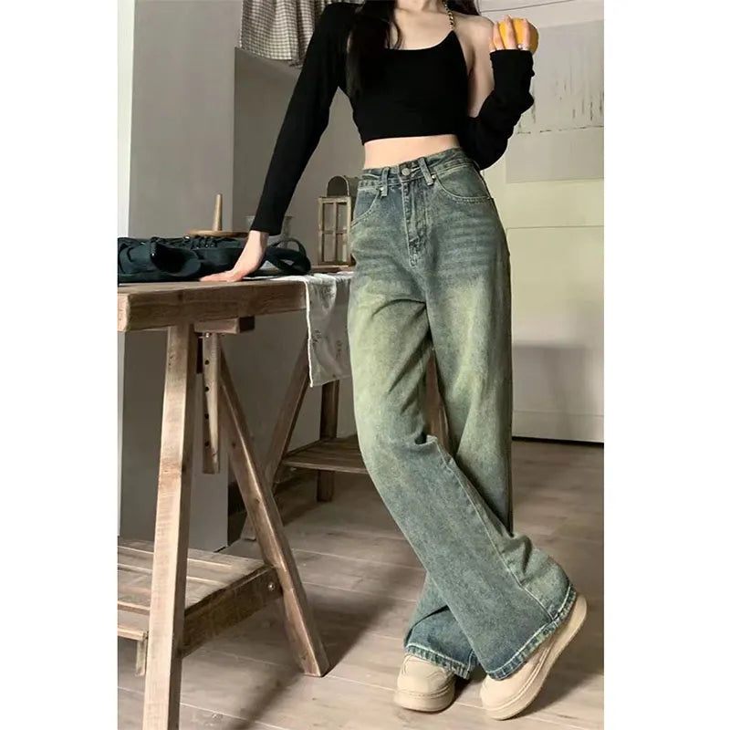 Pantalon Mujer Vintage Tiro Alto