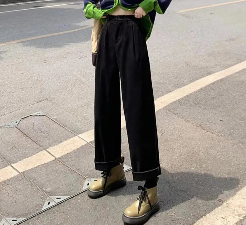 Women's High Waist Corduroy Pants
