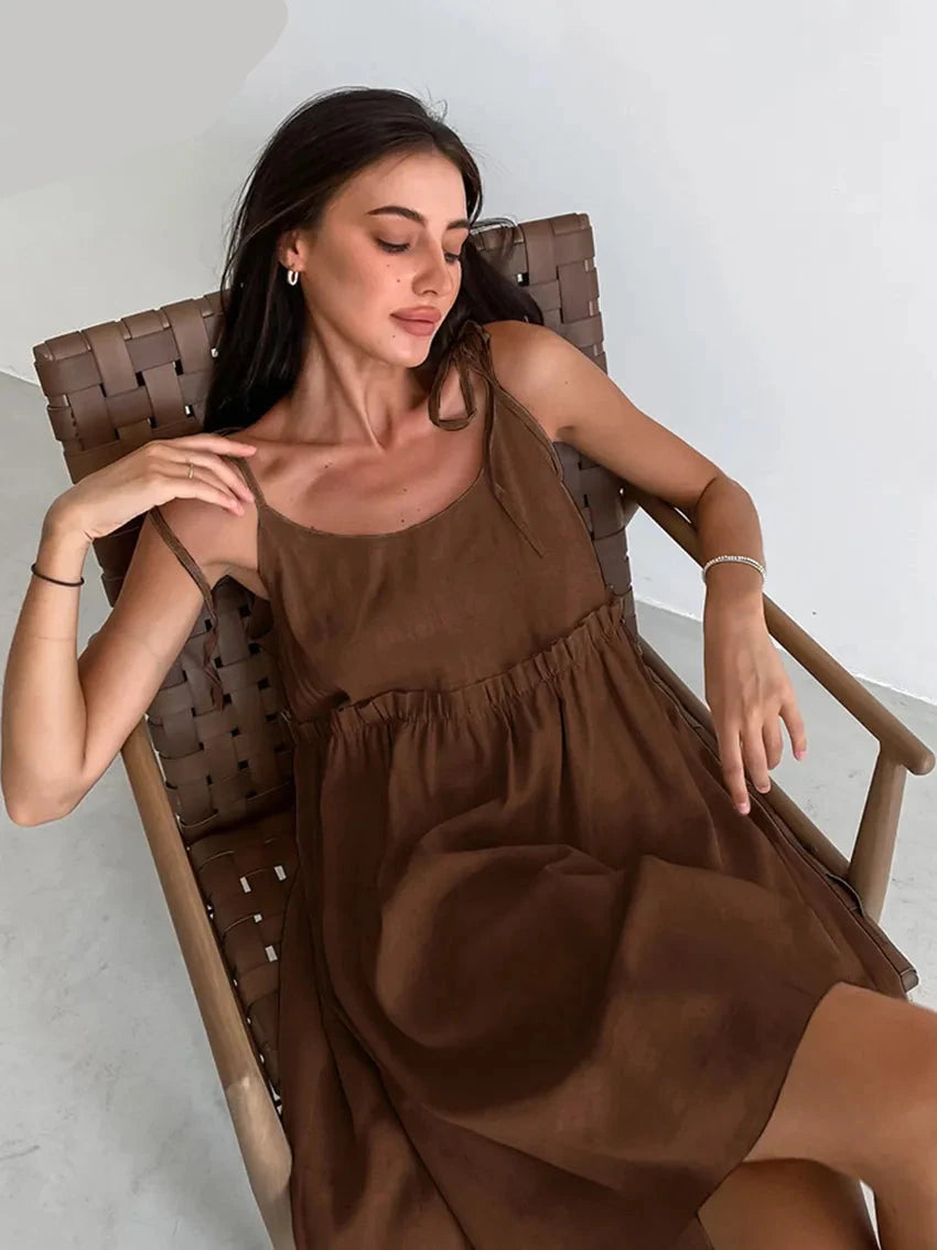 Vestido Mujer Corto Fino Fresco Playa