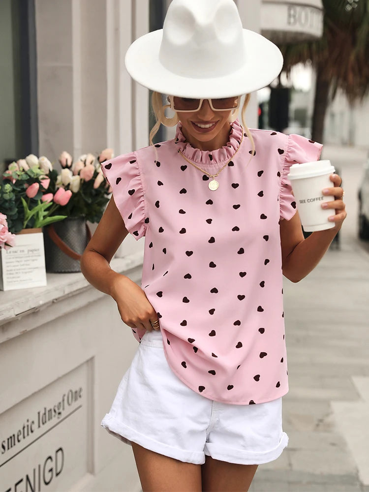 Blusa Manga Corta Fashion Casual Corazón