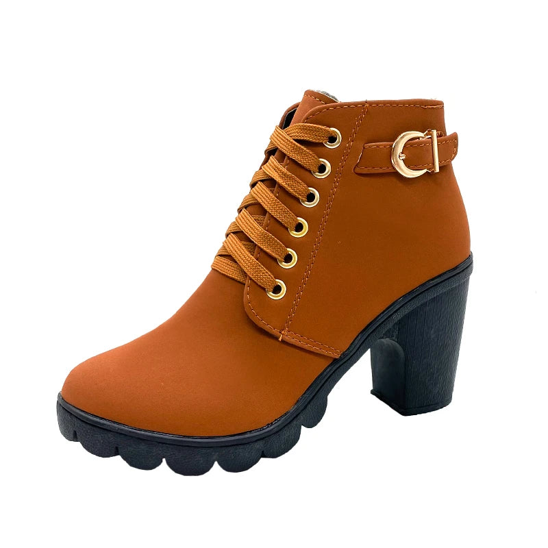 Botas Mujer Hebilla Taco Primavera