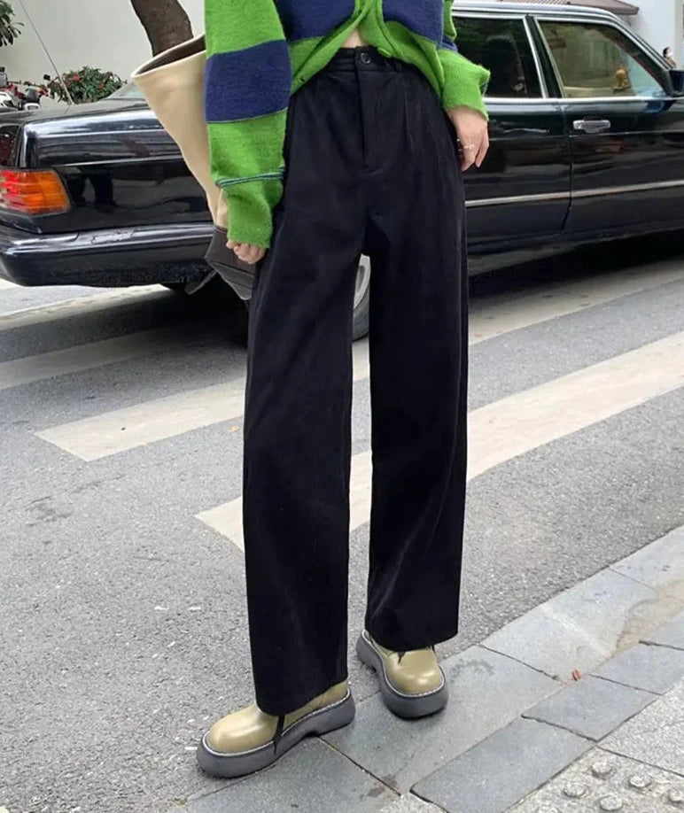 Women's High Waist Corduroy Pants