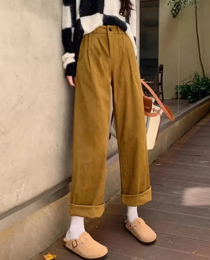 Women's High Waist Corduroy Pants