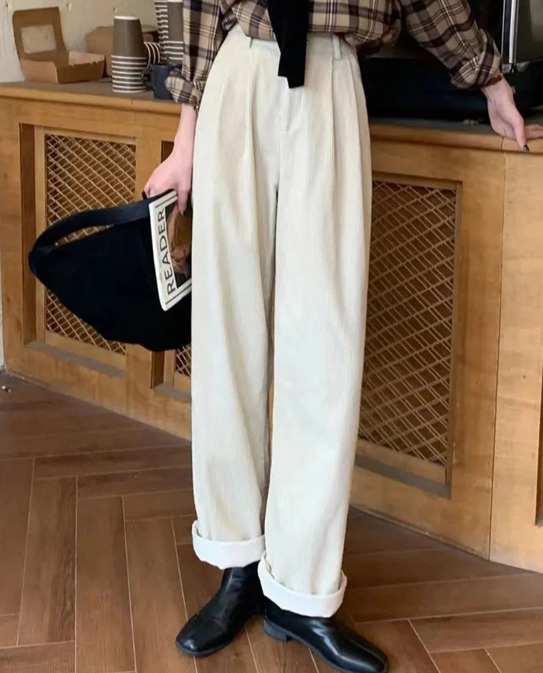 Women's High Waist Corduroy Pants