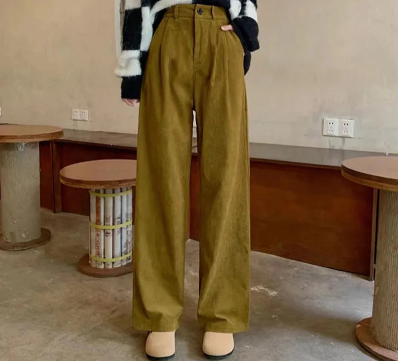 Women's High Waist Corduroy Pants
