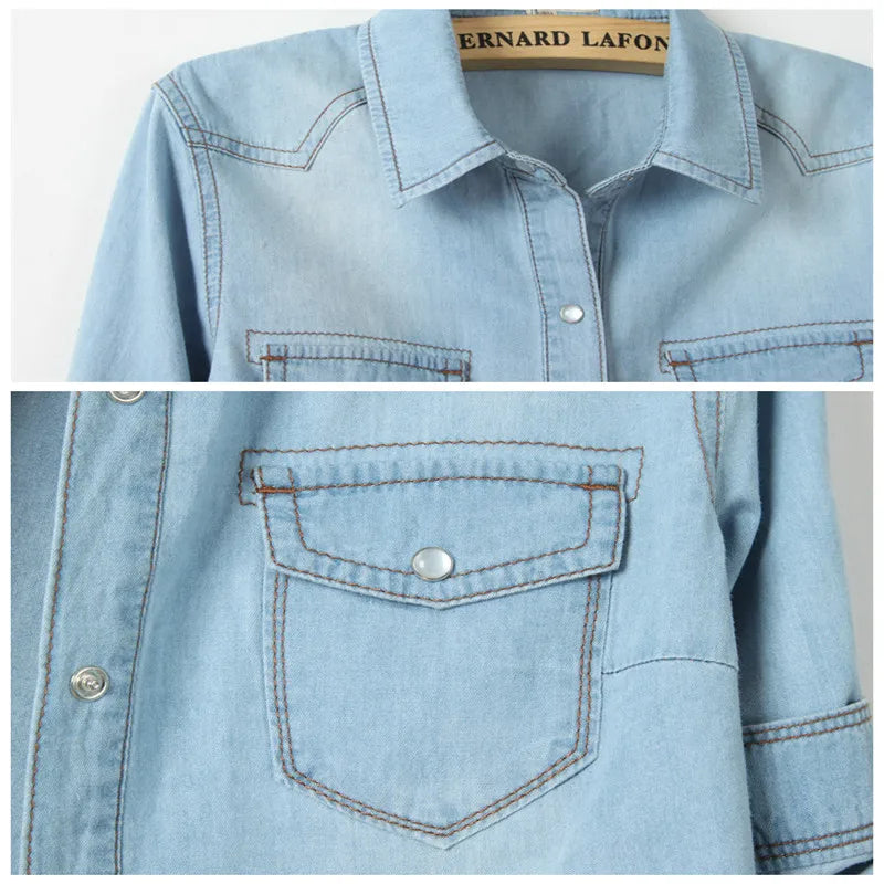Camisa Mujer Denim Corta Sexy