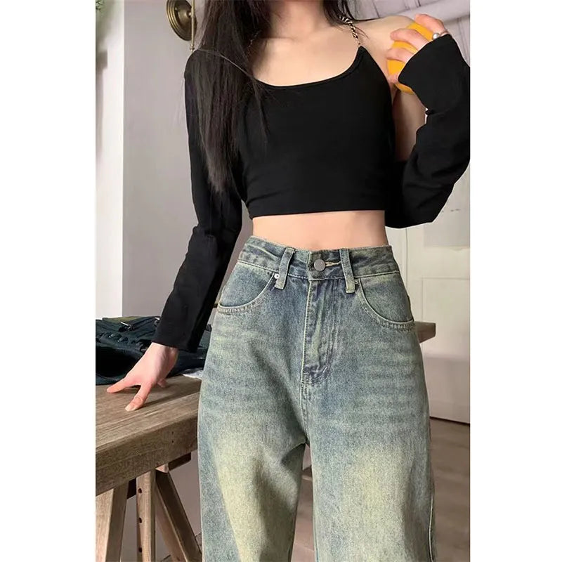 Pantalon Mujer Vintage Tiro Alto