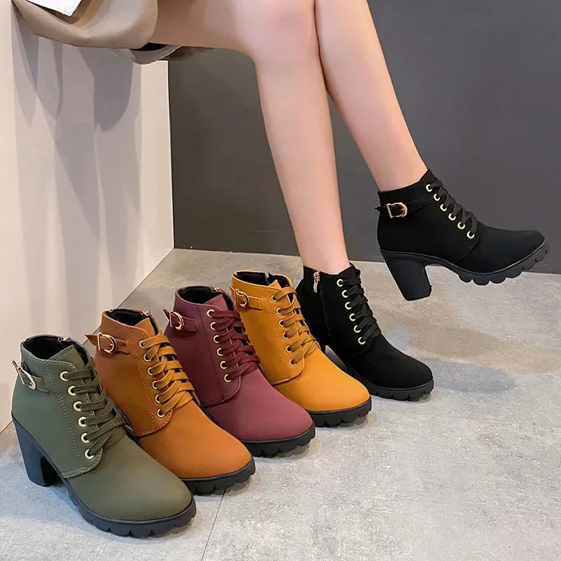 Botas Mujer Hebilla Taco Primavera