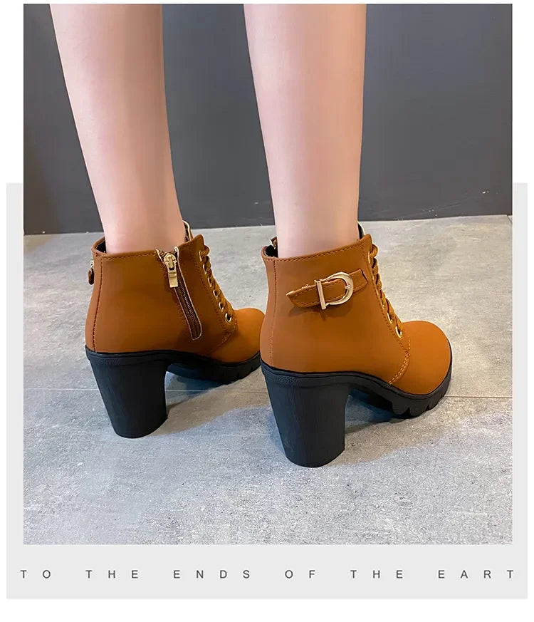 Botas Mujer Hebilla Taco Primavera