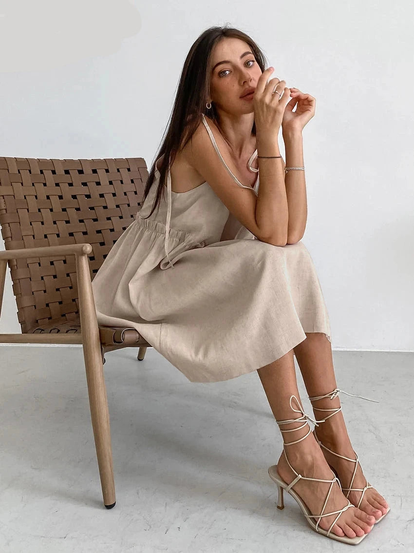 Vestido Mujer Corto Fino Fresco Playa