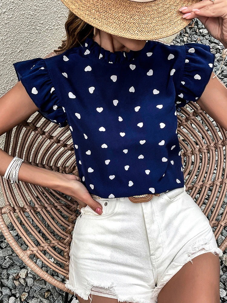 Blusa Manga Corta Fashion Casual Corazón