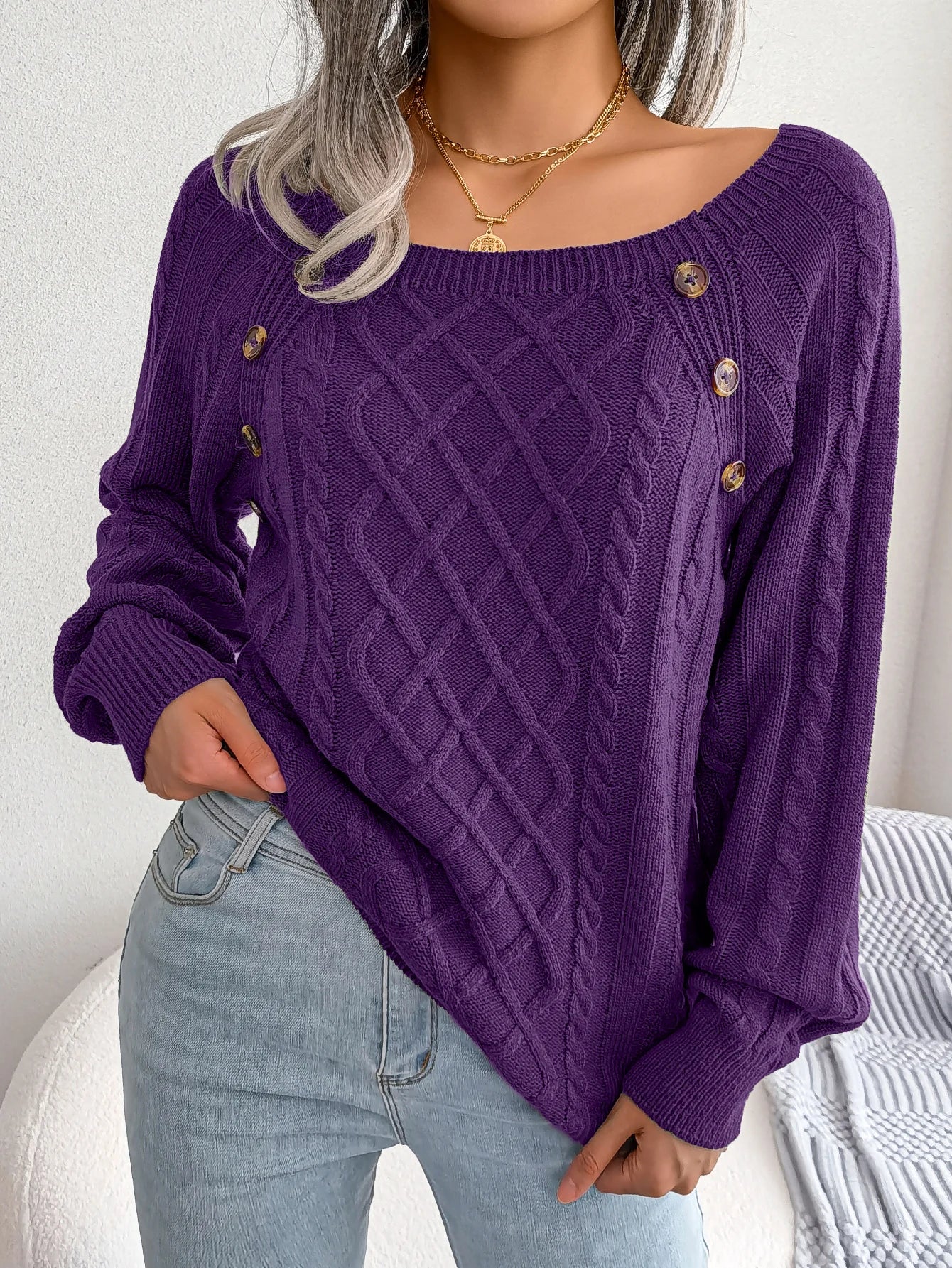 Jersey Mujer Fino Botones Fashion