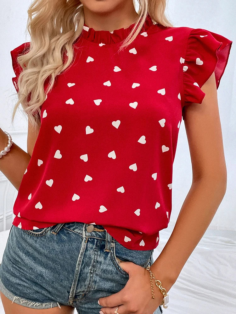 Blusa Manga Corta Fashion Casual Corazón