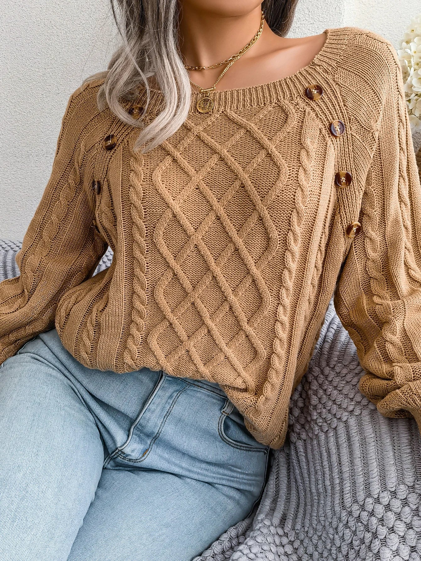 Jersey Mujer Fino Botones Fashion